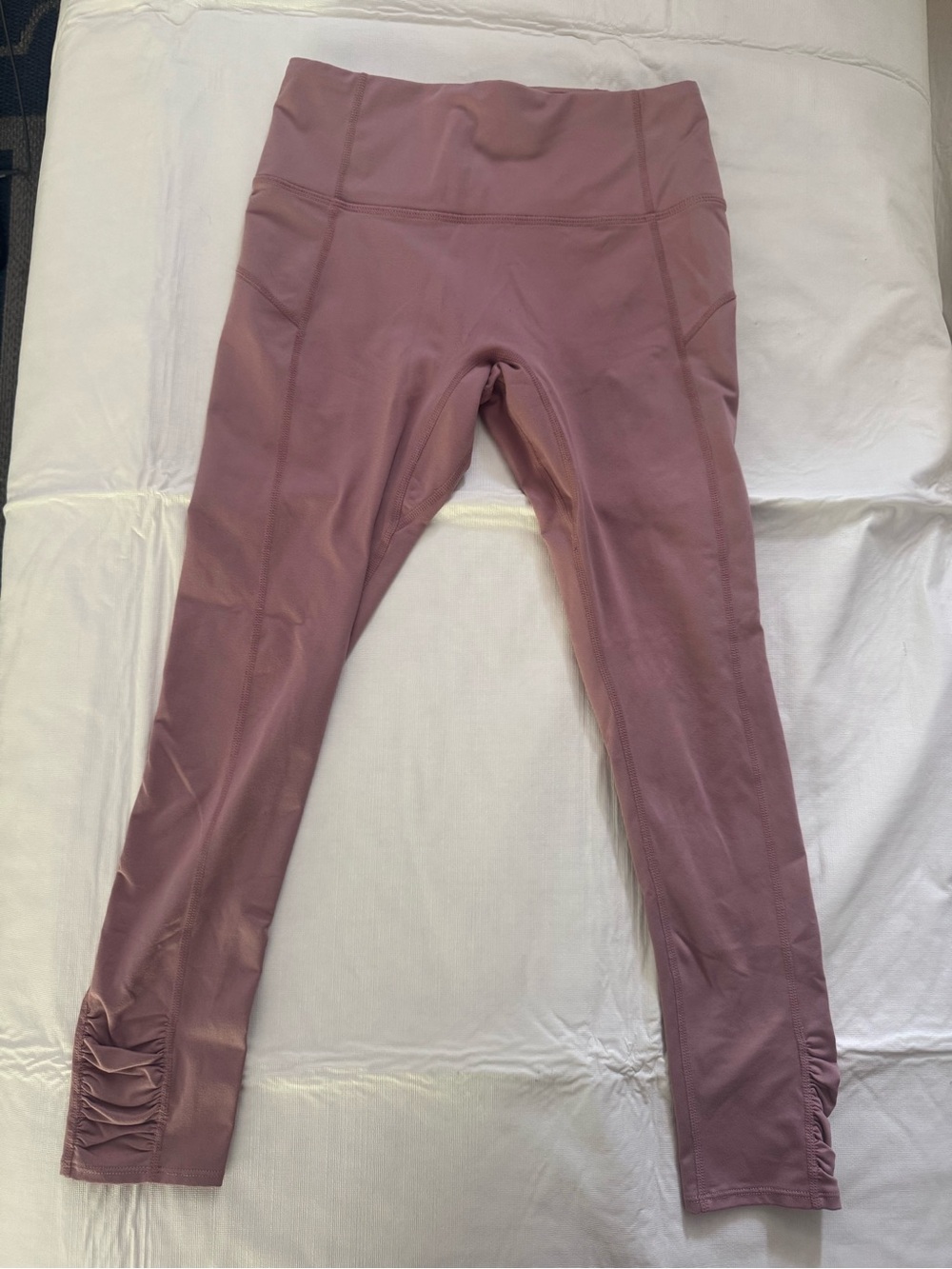 FP Movement by Free People Dusty Mauve High-Rise Leggings with Ankle Ruching